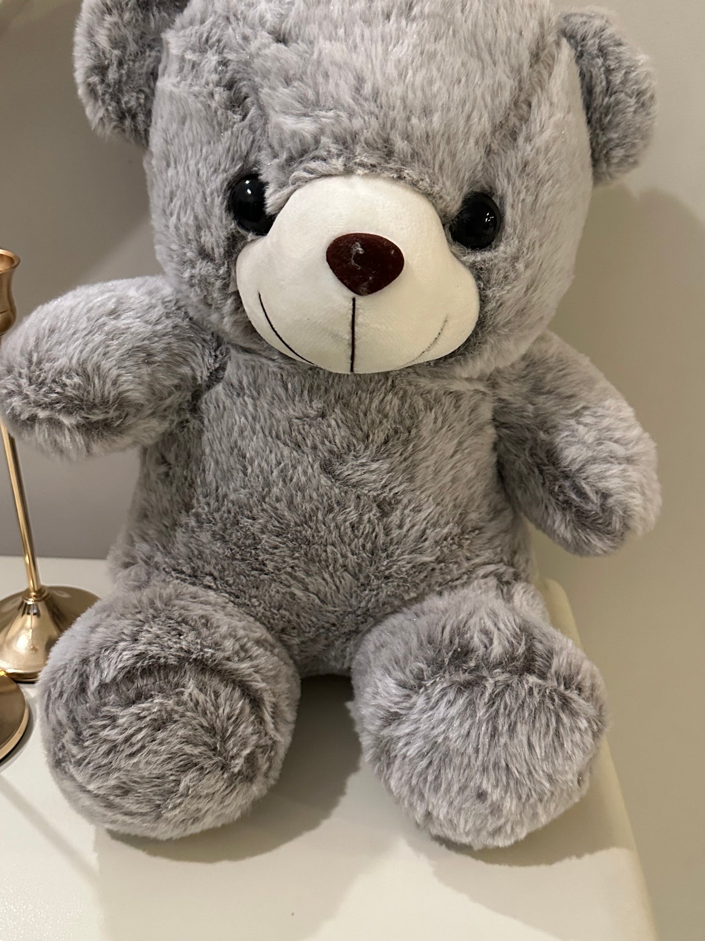 Grey Teddy Bear Stuffed Toy – Soft & Cuddly Plush Bear for Kids & Gift Giving