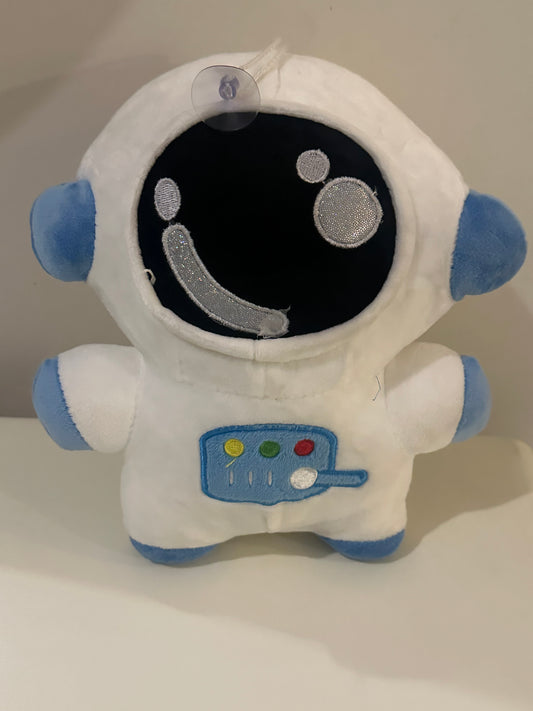 White & Blue Space Explorer Robot Stuffed Toy – Soft Plush Sci-Fi Toy for Kids & Gifts