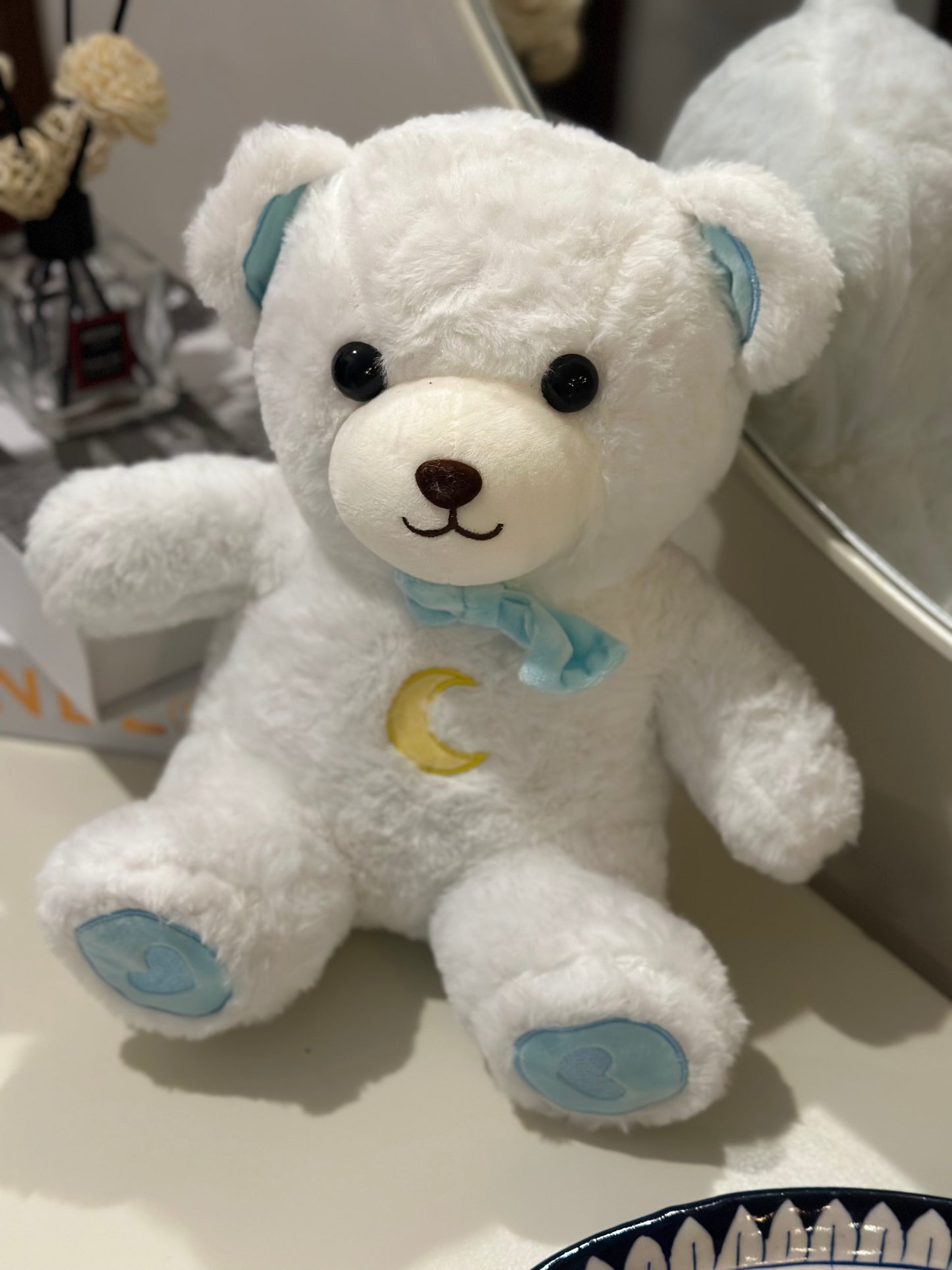 White Teddy Bear Stuffed Toy with Heartbeat – Soft Plush Comfort Bear for Kids & adults| Soothing Snuggly gift