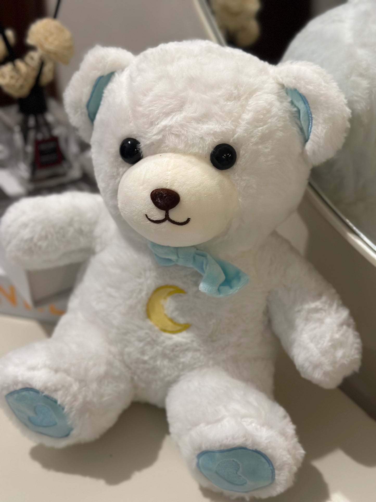 White Teddy Bear Stuffed Toy with Heartbeat – Soft Plush Comfort Bear for Kids & adults| Soothing Snuggly gift