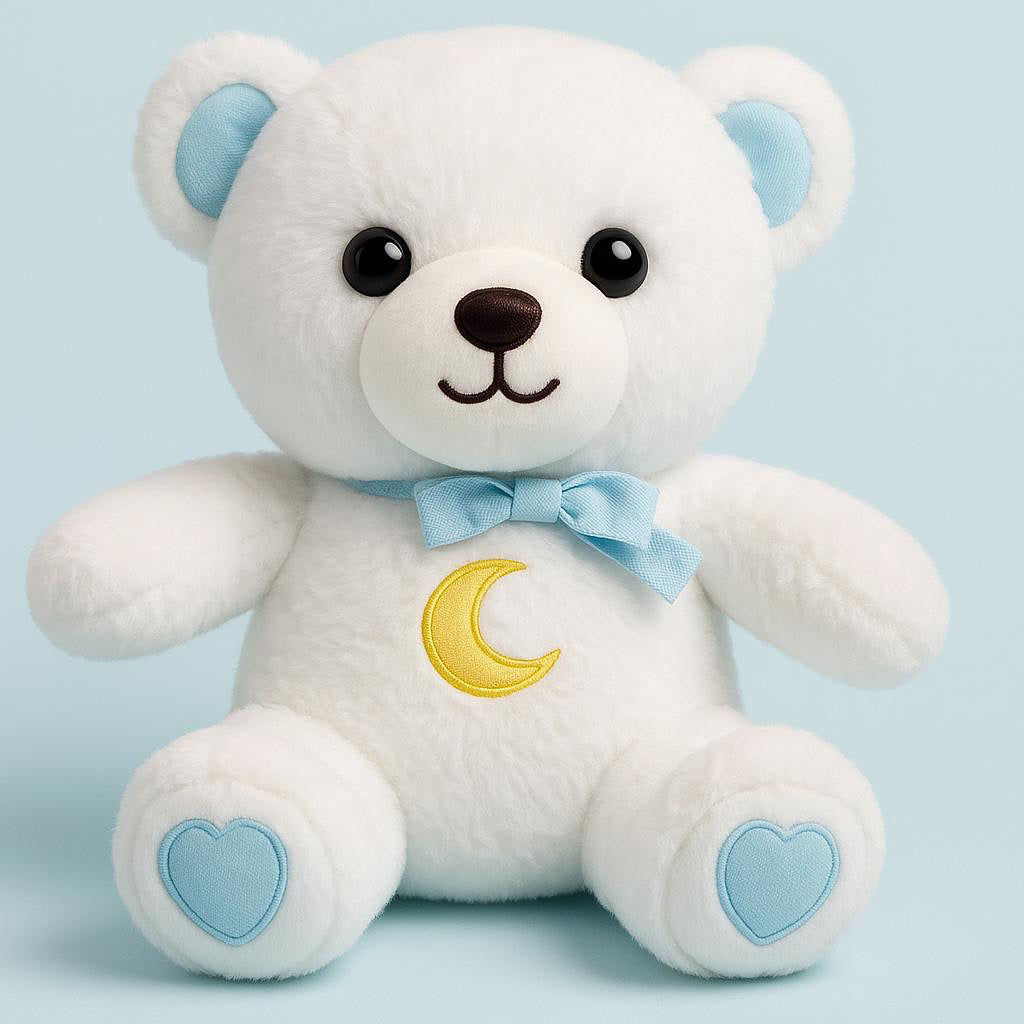 White Teddy Bear Stuffed Toy with Heartbeat – Soft Plush Comfort Bear for Kids & adults| Soothing Snuggly gift