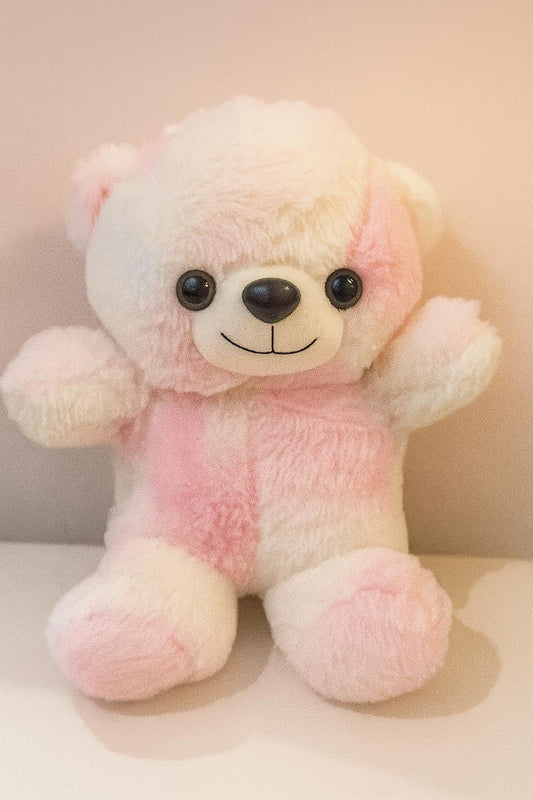 Pink & White Teddy Bear Stuffed Toy – Soft Two-Tone Plush for Kids & Gifts