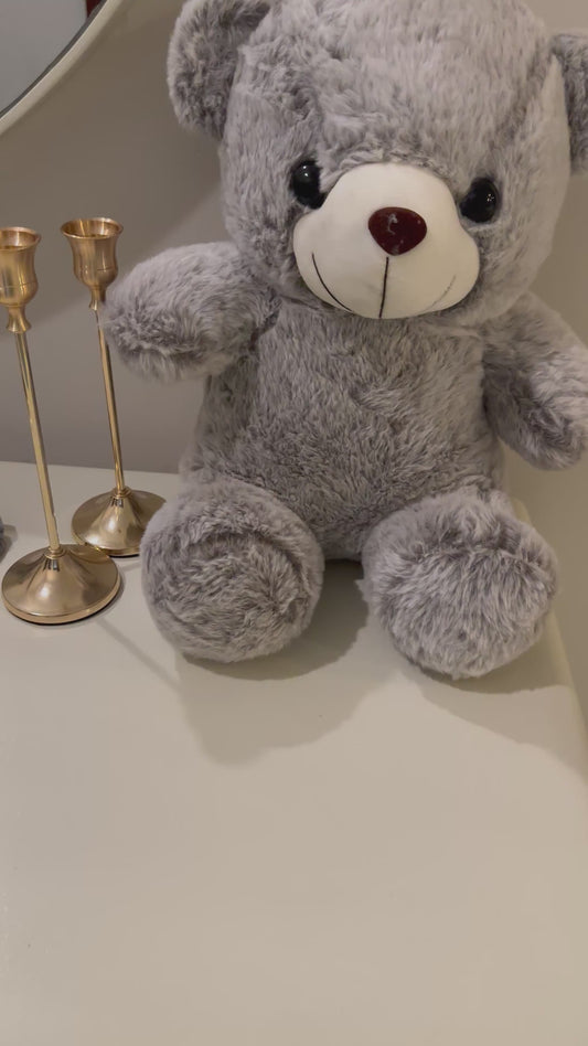 Grey Teddy Bear Stuffed Toy – Soft & Cuddly Plush Bear for Kids & Gift Giving