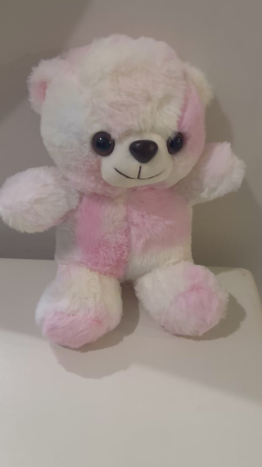 Pink & White Teddy Bear Stuffed Toy – Soft Two-Tone Plush for Kids & Gifts